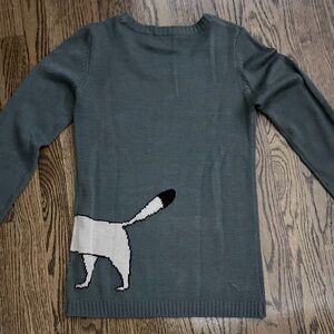 Women's Gray Scoop Neck Sweater with Dog Tail Detail